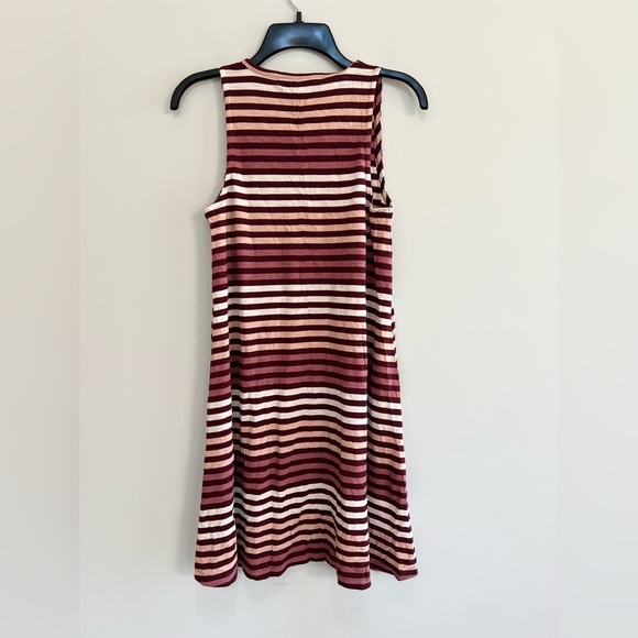 Madewell NWT Highpoint Tank Dress in Sulley Stripe, Burgundy Pink Cream, S - Picture 3 of 11